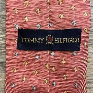 Tommy Hilfiger 100% Silk Men's Tie Made In USA Blue And Orange Fish
